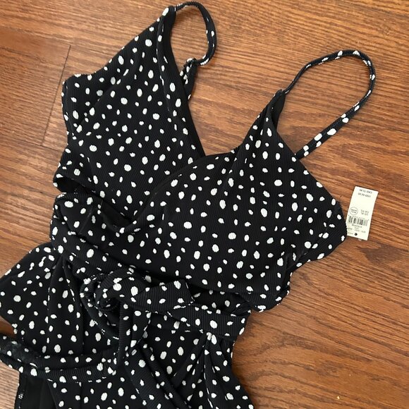 NEW WITH TAGS Aerie Ribbed Wrap One Piece Polka Dot Swimsuit Size XL Size 16 NEW - Picture 6 of 11